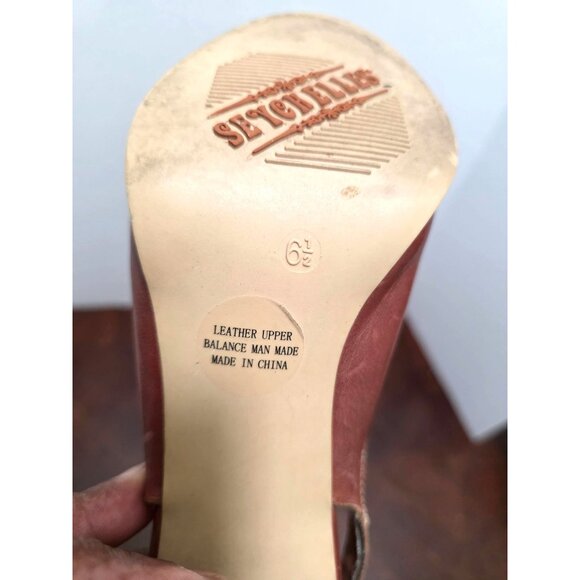 Seychelles Brown Studded Leather High Heel Sandals Size 6.5 Adjustable Strap - Picture 10 of 10